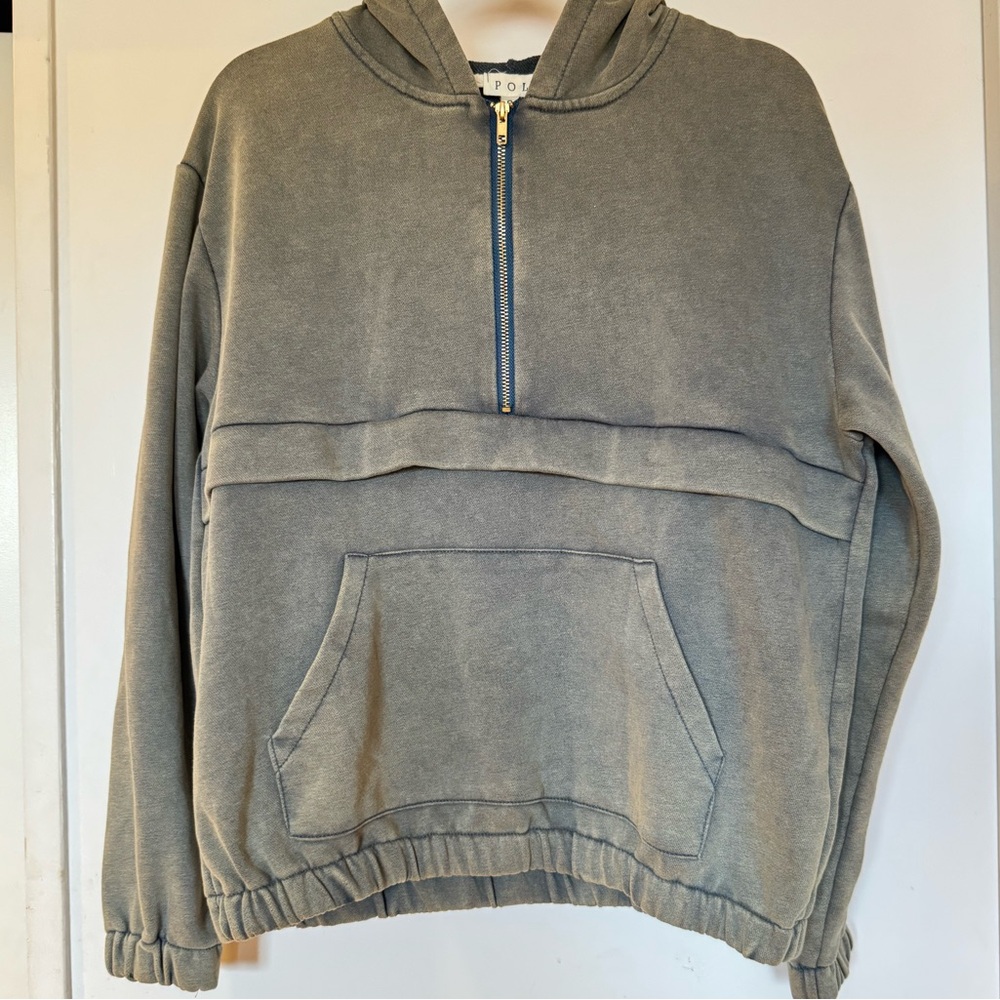 POL hooded sweatshirt turquoise green size small